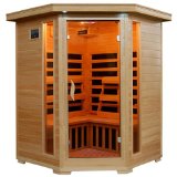  3 Person Sauna Corner Fitting Infrared FIR FAR 7 Carbon Heaters Hemlock Wood CD Player MP3 plug-in 