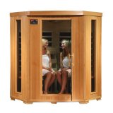  4 Person Corner Sauna FAR Infrared 10 Carbon Heaters Hemlock CD Player MP3 Aux New 