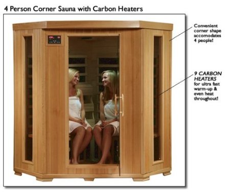 Tucson 4 Person Corner Infrared Sauna with Carbon Heaters - Corner Unit 